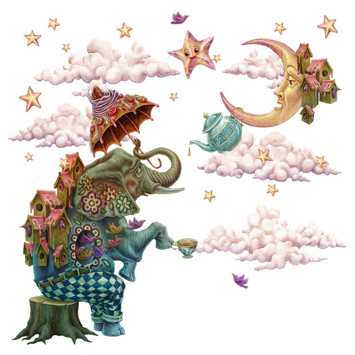 Stickere educative perete, Coloray, Animale din desene animate din regatul magic, Multicolor, 80x106 cm, 010120202510000281402