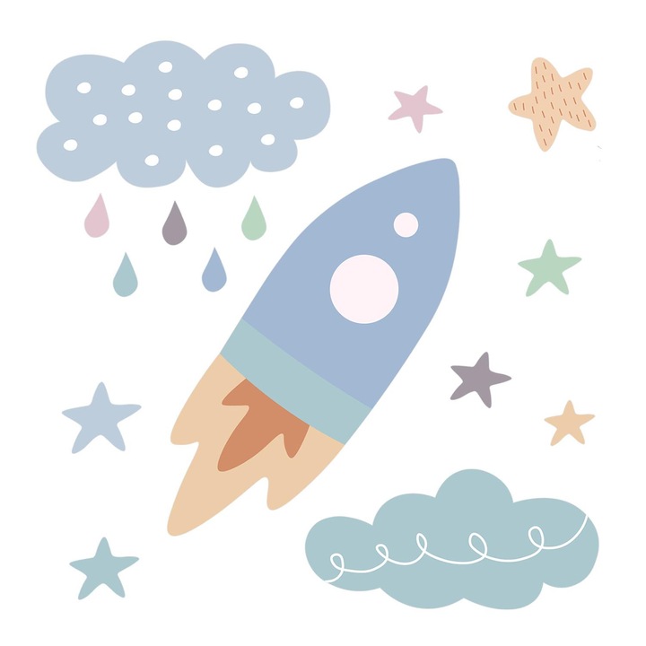 Gyerekszoba matrica, Wallfluent, Ég tér, Kék, 130x217 cm, 010120201090000281558