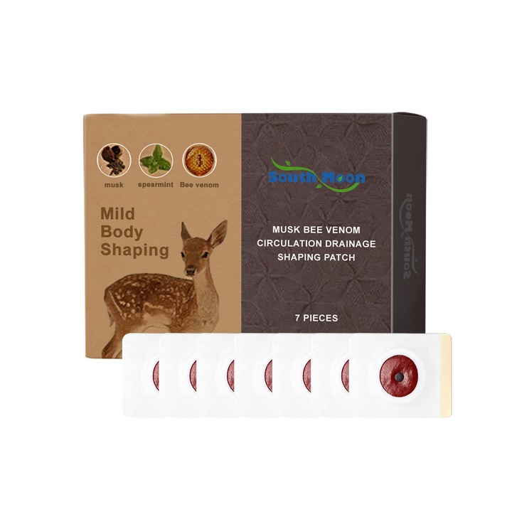 Pachet de plasturi pentru modelare corporala Musk Bee Venom, extract de ghimbir si musetel, 3-4 ore aplicare, South Moon