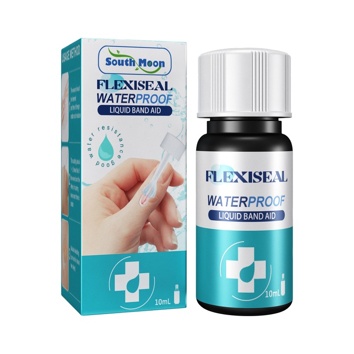 Течен пластир South Moon за дишащи повърхности (10 ml), защитен, водоустойчив, прозрачен, за рани, с бързо образуване на филм върху повърхността на раната