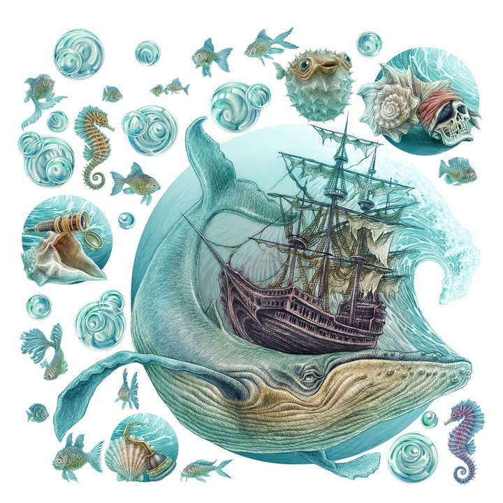 Fali Dekoráció, Coloray, Fantasztikus kaland a pasztell mélységben, Kék, 60x71 cm, 010120203100000281748