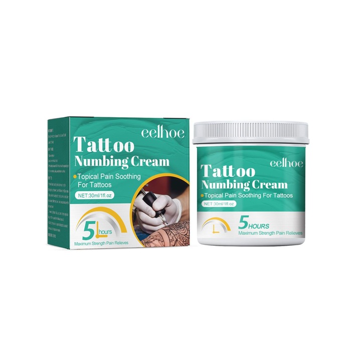 Crema anestezica pentru tatuaje EELHOE, cu extract de Aloe Vera si menta