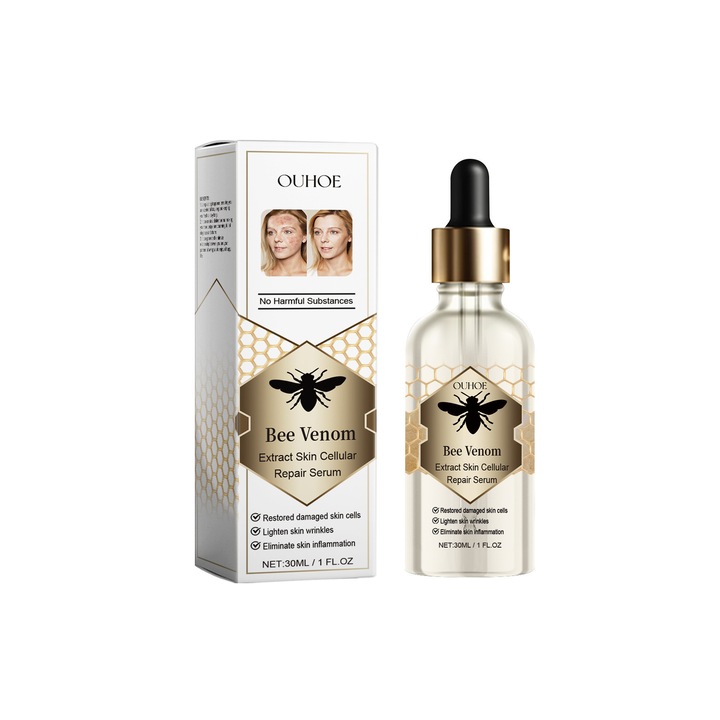 Серум за възстановяване на кожата с пчелна отрова, OUHOE, хиалуронова киселина, екстракт от червени водорасли, 30 мл, OUHOE