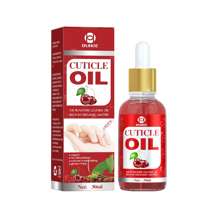 Ulei pentru cuticule, 30ml, cu vitamina E si Jojoba, ingrijire unghii, OUHOE
