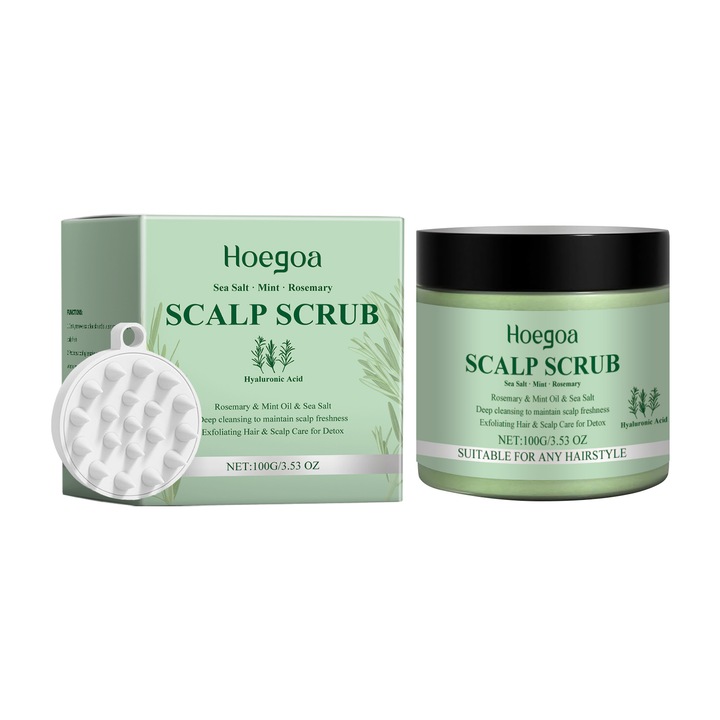 Scrub pentru scalp Hoegoa cu extract de rozmarin, ulei de menta, acid hialuronic, 100g