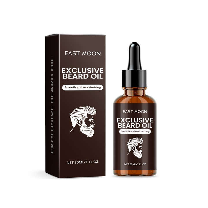 Szakállolaj férfiaknak, ápolás, 30ml, mandulaolajjal és mézkivonattal, East Moon