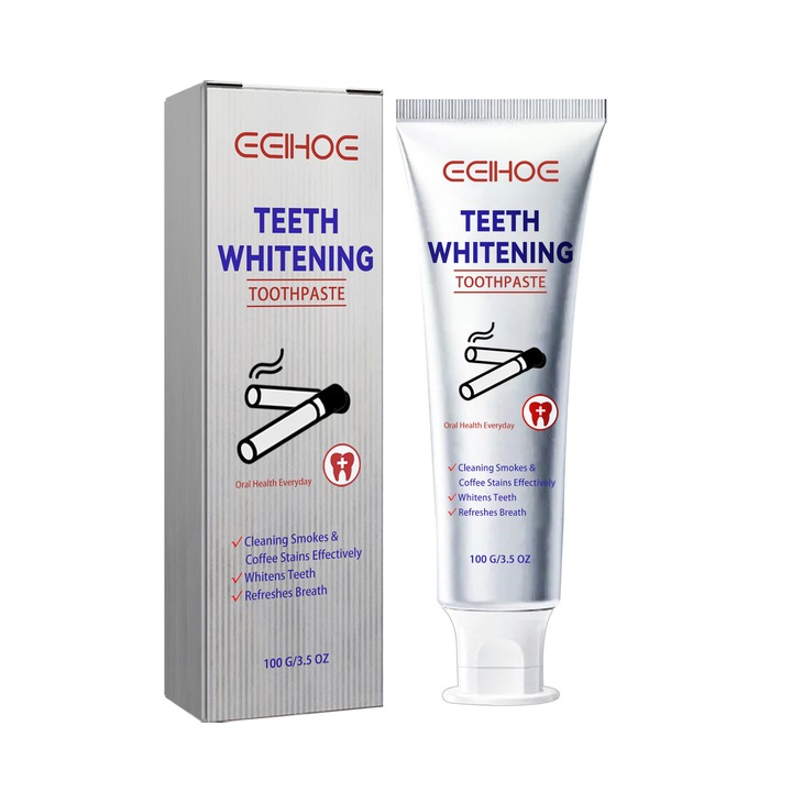 Fehérítő fogkrém, EELHOE, eltávolítja a sárga foltokat, csökkenti a rossz leheletet, 100ml