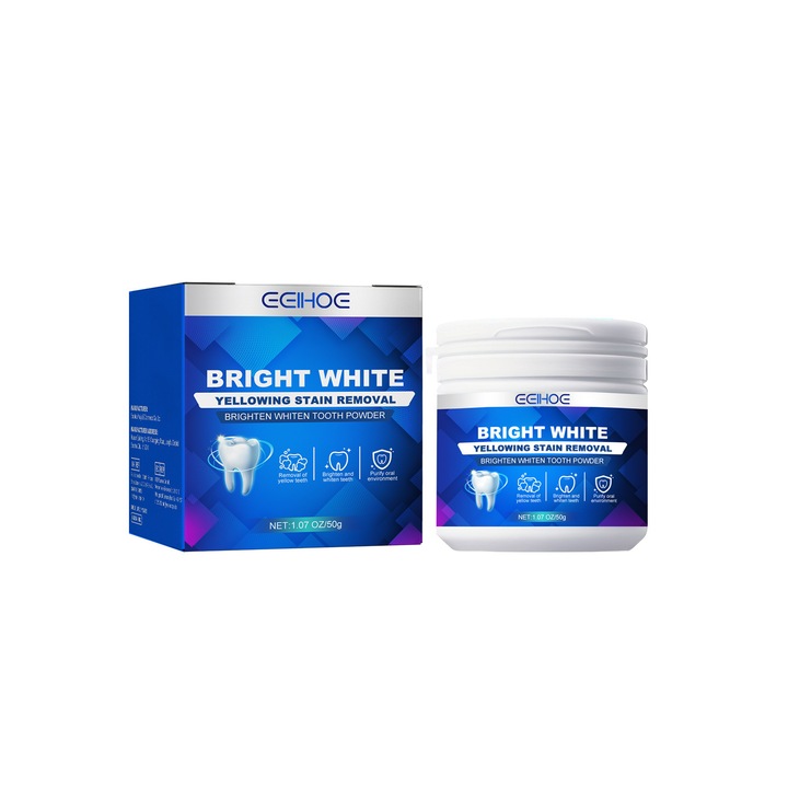 Pudra de dinti albitoare, Brighten Whiten, albire, respiratie proaspata, 100g