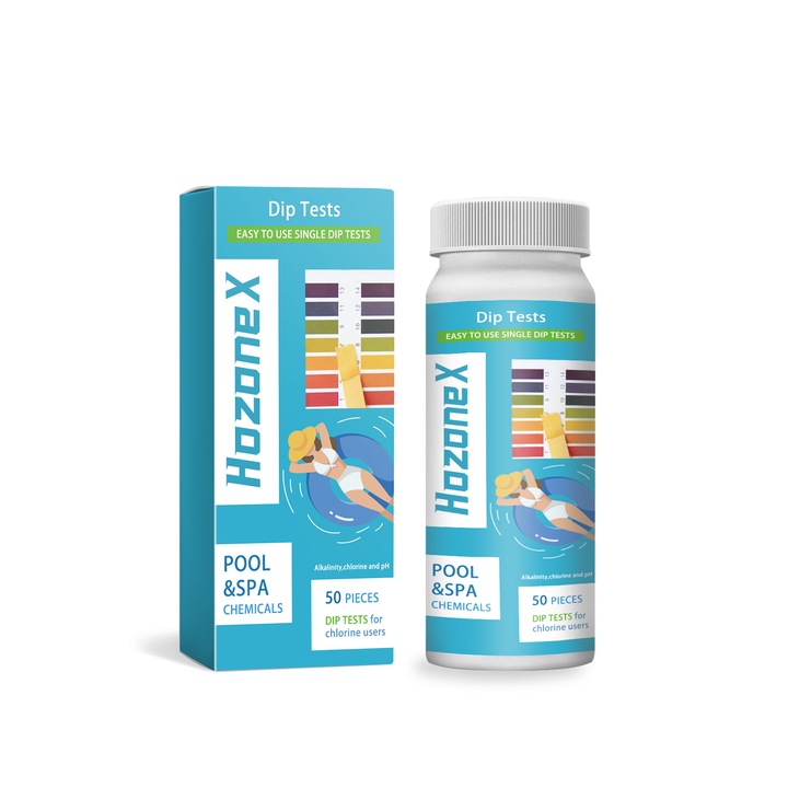 Тест лента за басейн Hozonex, 3-в-1, pH, Хлор, Измерване на обща алкалност