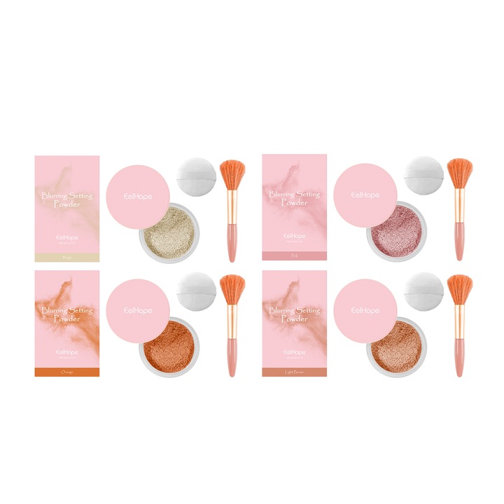 Fixáló púder ecsettel, Eelhope, finom textúrájú, nedves és száraz használatra, 30g