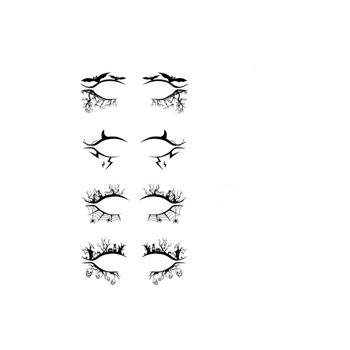 Creion si tus ochi, Halloween, set de stickere eyeliner decorative, negru