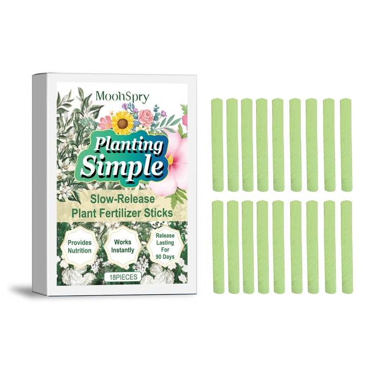 Bara de nutritie pentru plante MoonSpry, ingrasamant cu eliberare lenta, pentru flori de apartament si plante verzi, 10 stick-uri