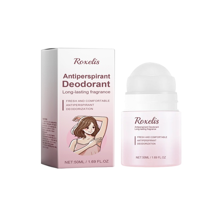 Deodorant roll-on Roxelis, parfum de trandafir, textura usoara, 50ml