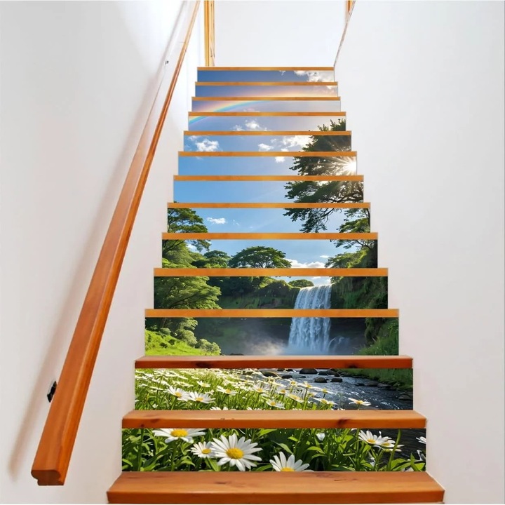 Dekoratív matrica belső lépcsőkhöz öntapadós, nagy felbontású nyomtatás méret 200 x 124 cm kód: AVX-STAIRS-18