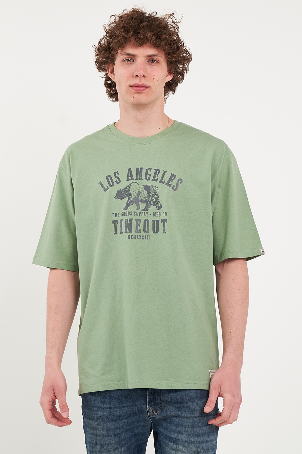 TIMEOUT, Tricou lejer de bumbac, Verde spranghel, M