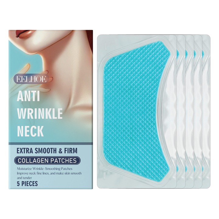 Plasturi pentru gat, EELHOE 2 bucati, colagen, extract de aloe vera, hidratare, elasticitate