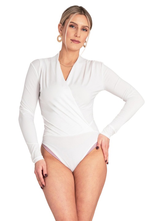 Bluza de tip Body dama Figl, alb, elegant, material elastic, poliester, S-M INTL