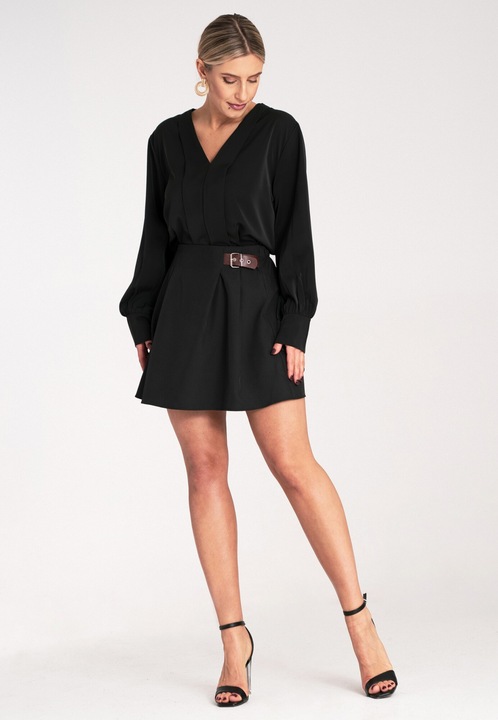 Fusta scurta, Figl, eleganta, neagra, poliester, S-M INTL