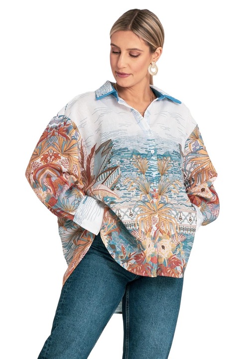 Figl túlméretezett ing, többszínű, eredeti minta, poliészter, egy méret INTL