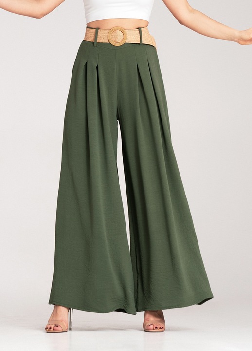 Pantaloni dama, Figl, verzi, cu curea, poliester, One Size INTL