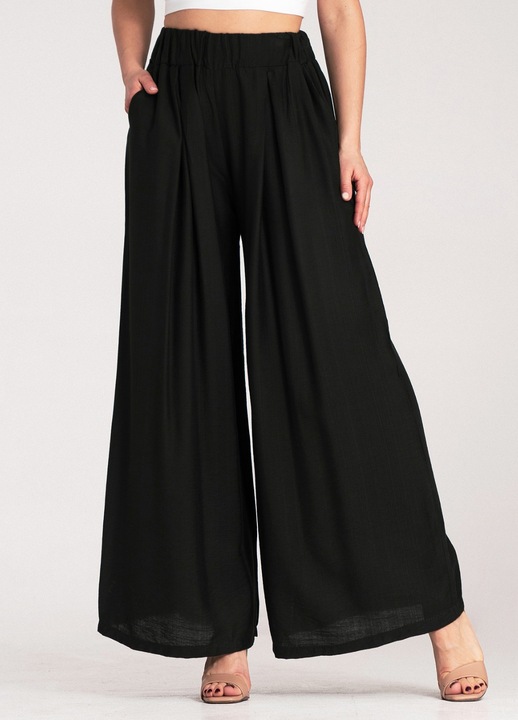 Figl női nadrág, fekete, bő, magas derekú, viszkózból és elasztánból, egy méret INTL