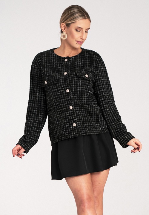 Jacheta dama M1150, Figl, Bumbac/Poliester, Negru, S-M INTL
