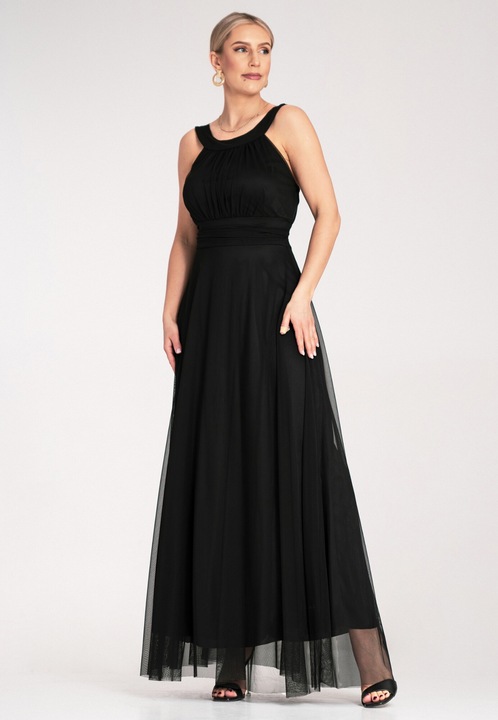 Rochie de seara Figl, maxi, neagra, din poliester si elastan, S-M INTL