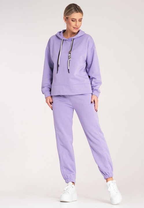 Set trening dama Figl, hanorac si pantaloni, confortabil, violet, bumbac/poliester, S-M INTL