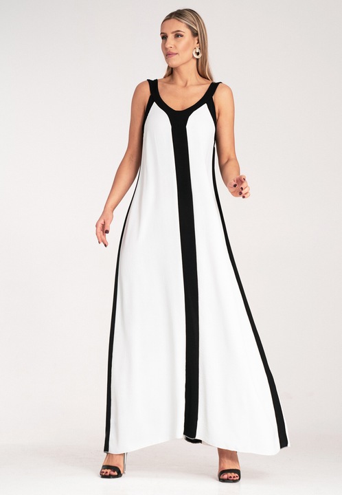 Rochie Figl, alb-negru, model M1122, poliester, One Size INTL
