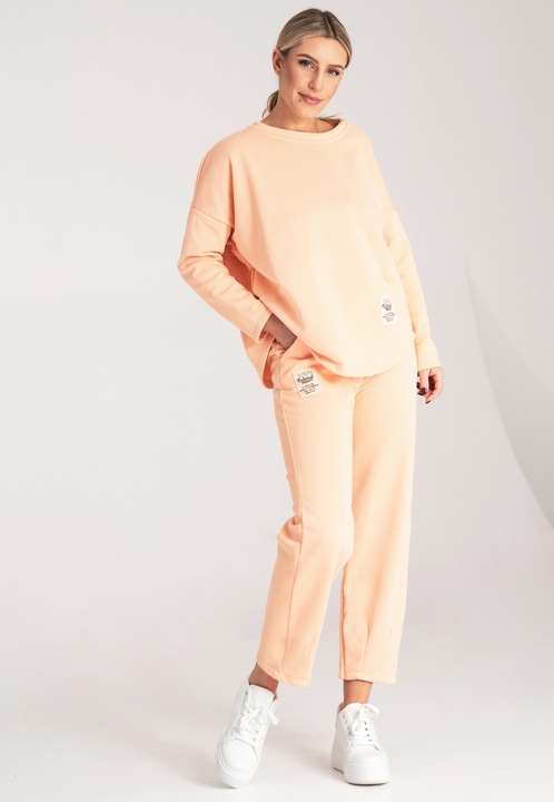 Set trening dama Figl, bumbac/poliester, portocaliu, hanorac asimetric, pantaloni confortabili, S-M INTL