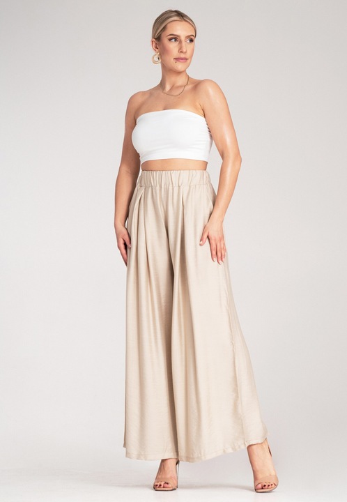 Pantaloni dama, Figl, bej, talie inalta, lati, vara, One Size INTL