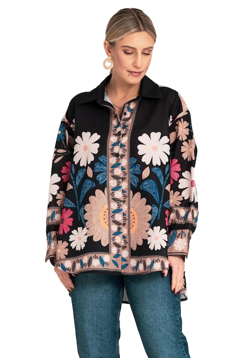 Bluza boho Figl, florala, multicolor, asimetrica, poliester, S-M INTL