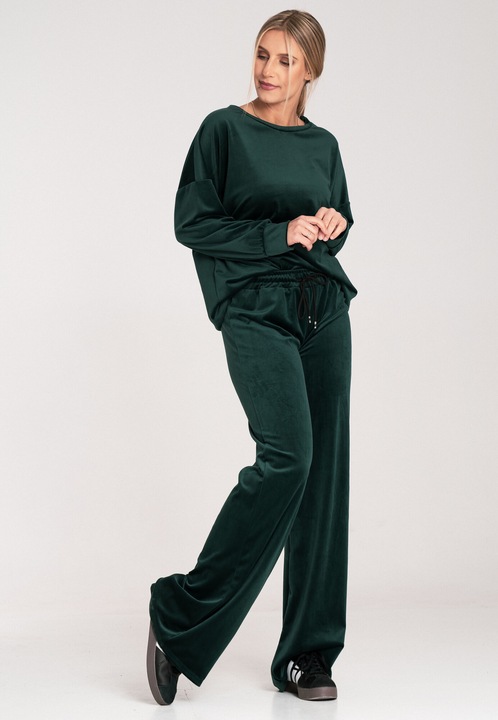 Trening dama Figl, poliester/elastan, verde intens, hanorac lejer, pantaloni lungi, S-M INTL