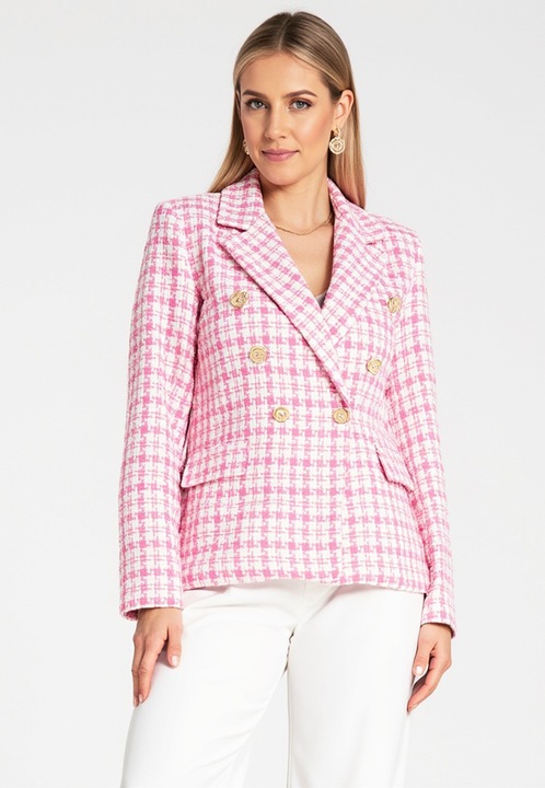 Дамско яке Figl, десен Houndstooth, розово, 75% памук, 25% полиестер, SM INTL