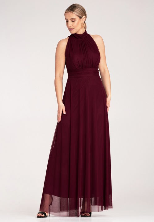 Дълга вечерна рокля Figl, червена, полиестер-еластан, размер SM INTL