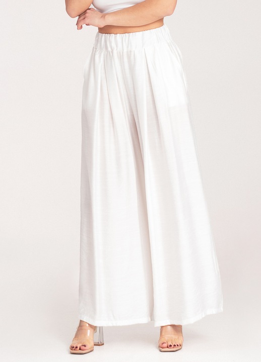 Női nadrág, Figl, széles, magas derekú, fehér, viszkóz-elasztán, egy méret INTL