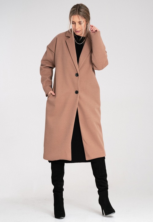 Palton dama M1111, Figl, Poliester, Bej, One Size INTL