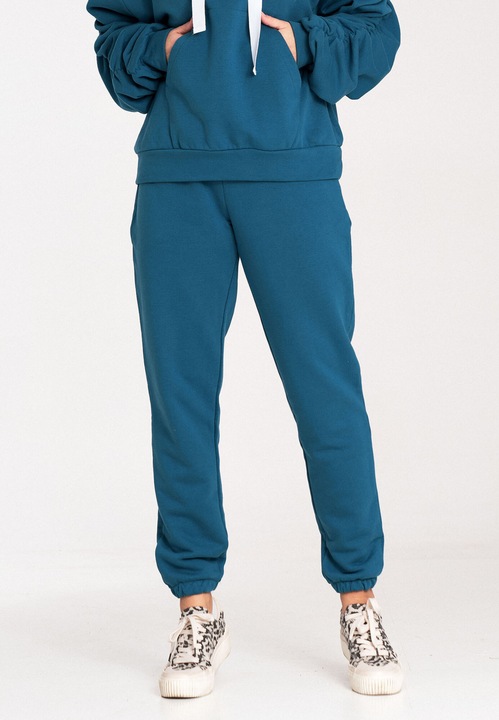 Figl női nadrág, M1056 modell, pamut, kék, rugalmas derék, L INTL