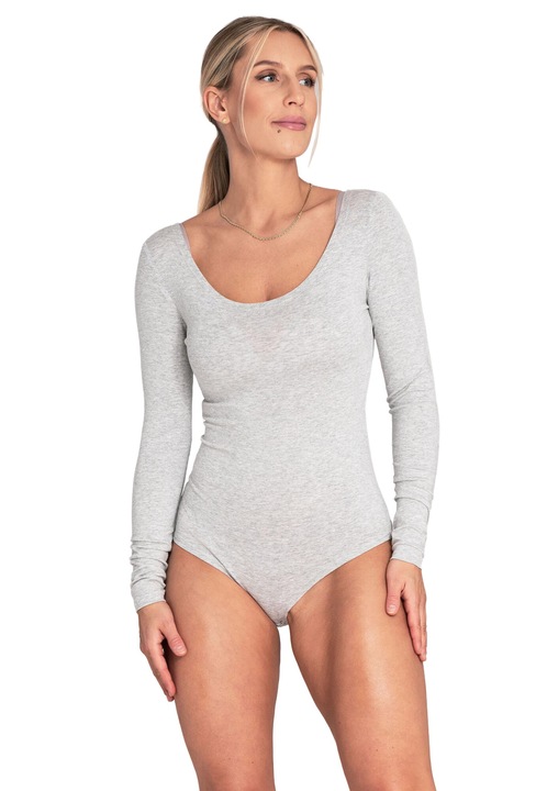 Body Figl, gri, maneca lunga, viscoza/elastan, XL INTL