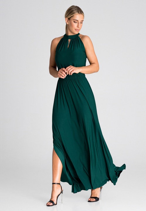 Rochie de seara, Figl, lunga, poliester, verde, Verde