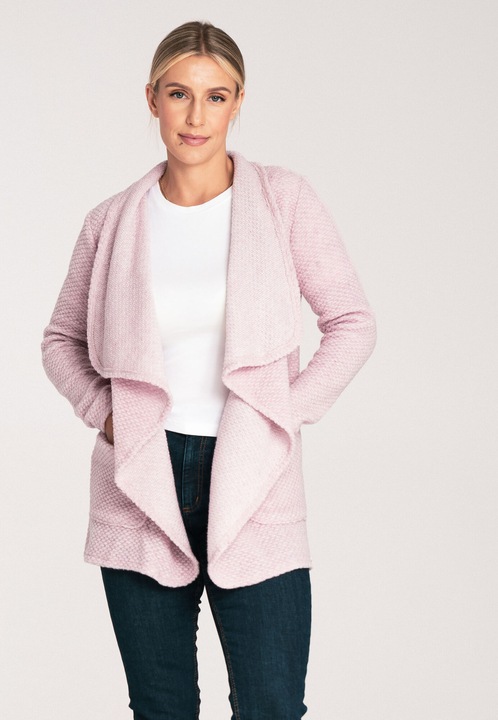 Cardigan dama, Figl, M1043, roz, lana, maneci lungi