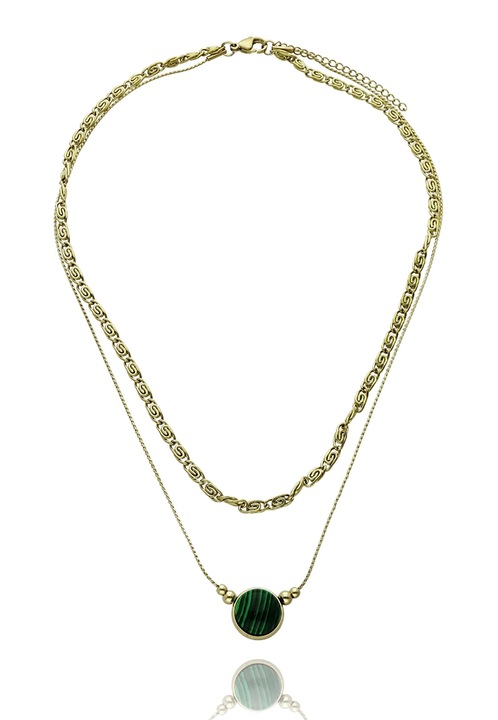 Colier placat cu aur cu piatra verde FN99904