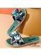 Papuci dama casual, comozi, cu platforma joasa, fundita si imprimeu floral, verde, Callena - 39 EU