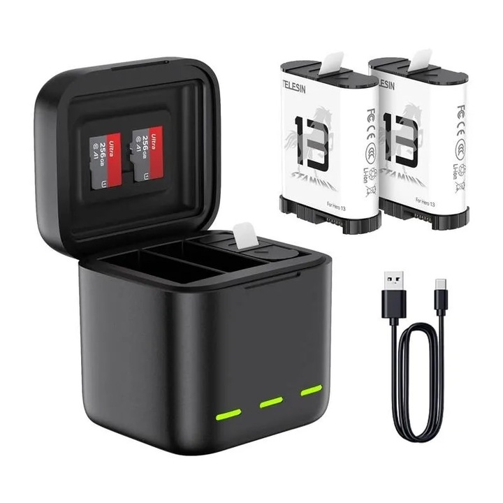 Három csatornás akkumulátortöltő GoPro Hero 13 Black Telesinhez (S0-BCG-10-TGP)