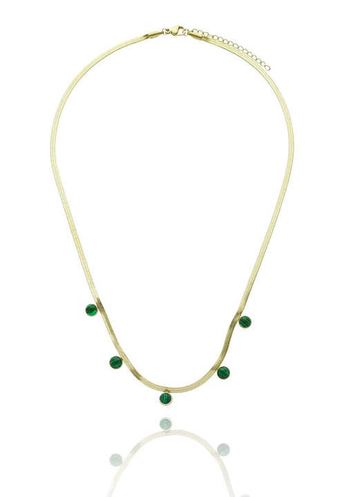 Colier placat cu aur cu pietre verzi FN99905