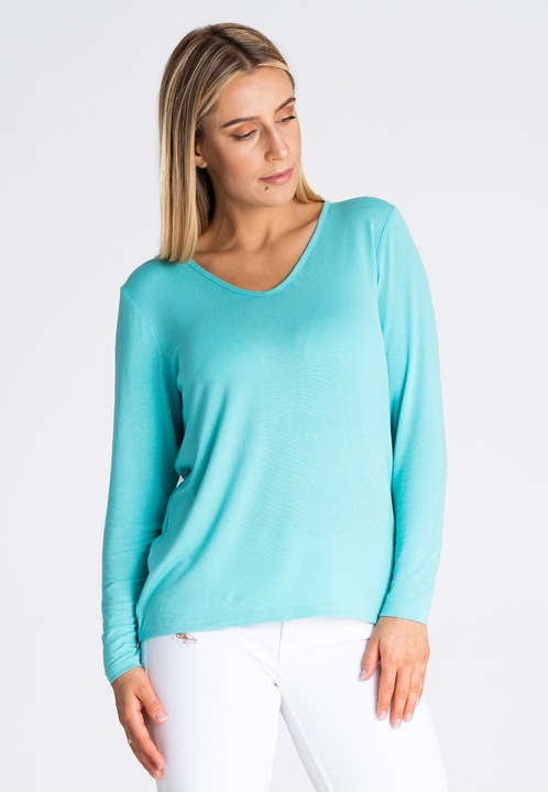 Bluza dama, Figl, Viscoza/Elastan, Maneca lunga, Turcoaz