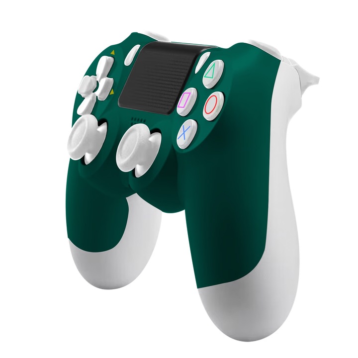 Vezeték nélküli gamepad kontroller, NAIXUES®, PS4/PRO/Slim kompatibilis, analóg joystickok, dupla rezgés, nagy teljesítményű akkumulátor, sztereó fejhallgató-csatlakozó, zöld