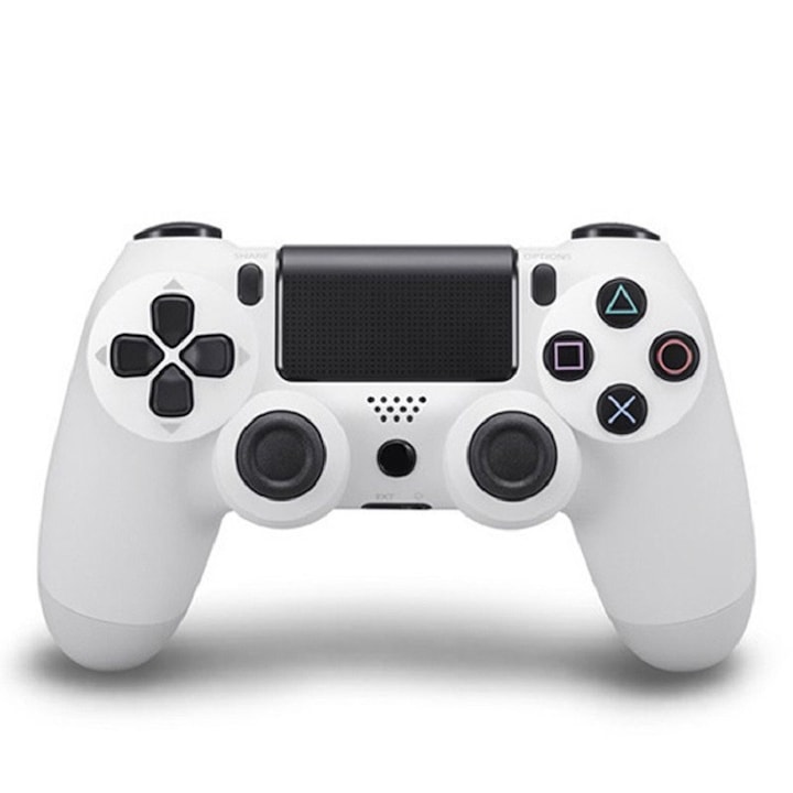 Vezeték nélküli gamepad kontroller, NAIXUES, PS4/PRO/Slim kompatibilis, analóg joystickok, dupla rezgés, nagy teljesítményű akkumulátor, sztereó fejhallgató-csatlakozó, fehér