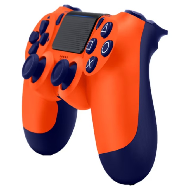 Vezeték nélküli gamepad kontroller, NAIXUES®, PS4/PRO/Slim kompatibilis, analóg joystickok, dupla rezgés, nagy teljesítményű akkumulátor, sztereó fejhallgató-csatlakozó, narancssárga