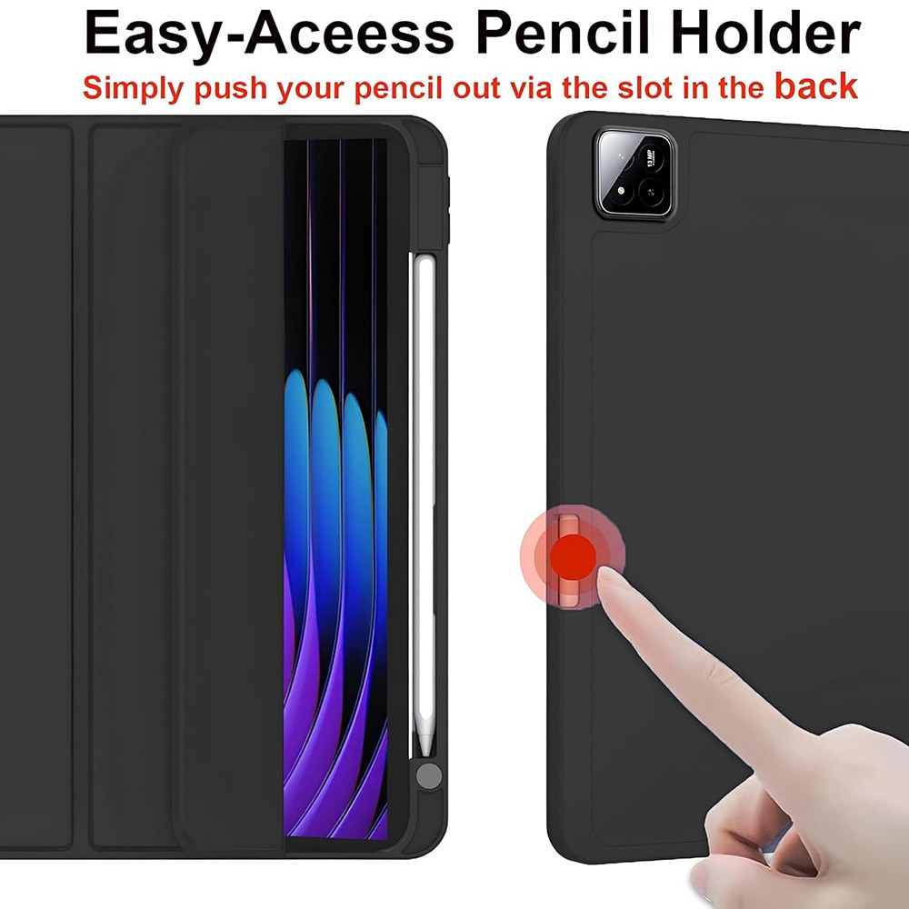 Husa pentru Xiaomi Pad 8 / 8 Pro Soft Shell cu functie wake-up/sleep si compartiment pentru stylus, tip stand - Negru